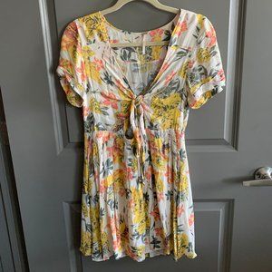 Free People Tropical Floral Tie Mini Dress